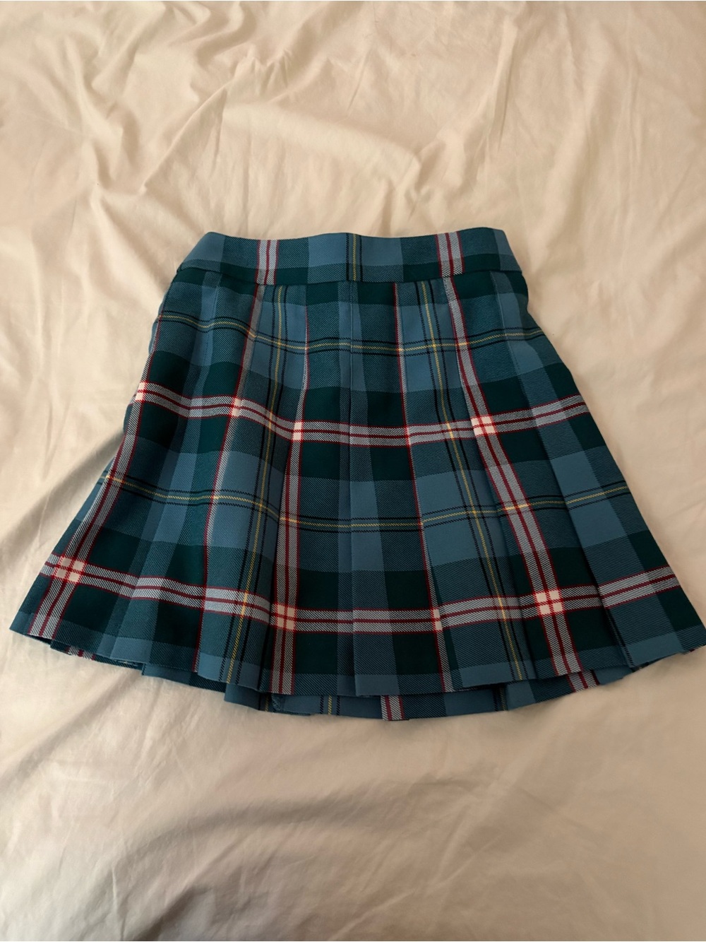 Aritzia Sunday Best Teal Plaid Pleated Skirt